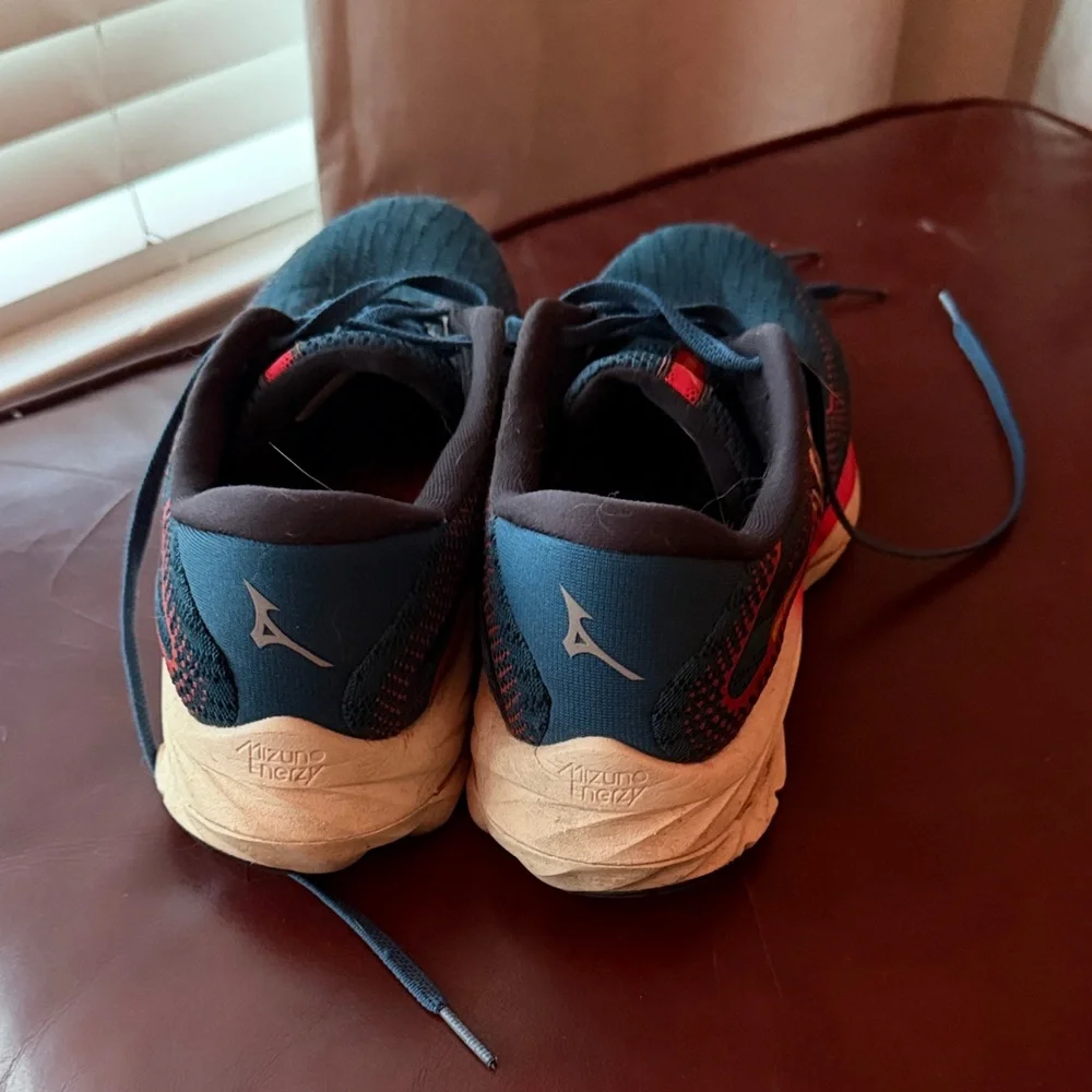 MIZUNO WAVE RIDER MEN J1GC230308 Navy Blue Red SportzTrack - Picture 3 of 7